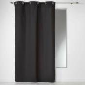 Douceur D'intérieur - Rideau a oeillets 140 x 240 cm coton uni panama Noir - Noir