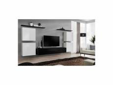 Ensemble meuble tv mural - switch iv - 320 cm x 150 cm x 40 cm - blanc et noir