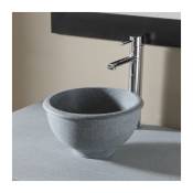 Godart - Vasque à poser bol en pierre gris style rétro