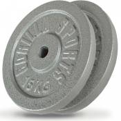 Gorilla Sports - Disques de poids en fonte gris - De 0,5 kg à 30 kg - Poids : 30 kg (2 x 15 kg)