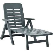 Helloshop26 - Transat chaise longue bain de soleil lit de jardin terrasse meuble d'extérieur pliable plastique vert - Vert