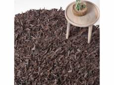 Homescapes tapis shaggy cuir dallas chocolat 150 cm