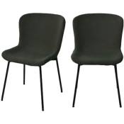 House Nordic - Lot de 2 chaises en tissu bouclette et métal - Maceda - Couleur - Vert foncé