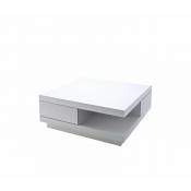 Inside75 - Table Basse carrée ALBI finition laquée blanc brillant 2 tiroirs - blanc