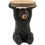 Inside75 - Table gigogne ronde ours rouf en bois et résine noir - noir