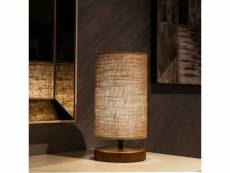 Lampe à poser arkas h31cm bois naturel et tissu osier