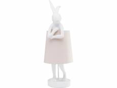 "lampe animal lapin blanche et rose 68cm"