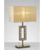 Lampe de Table Florence Rectangle avec Abat jour bronze 1 Ampoule laiton antique/cristal