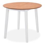 Les Tendances - Table ronde bois clair et pieds hévéa