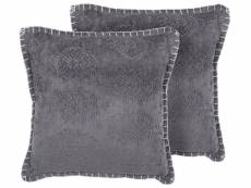 Lot de 2 coussins gris gaufrés 45 x 45 cm melur 200184