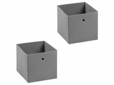 Lot de 2 tiroirs en tissu gris bella boîte de rangement ouverte avec poignée dim 32 x 32 x 32 cm, pour linge jouets vêtement
