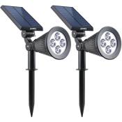 Lumi Jardin - Lot de 2 spots solaires projecteurs 2x spiky W34 Noir Plastique 100LM - Noir