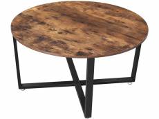 Lutos - table basse style rustique salon/bureau - 88x88x47 cm - table à café - marron