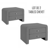 Meubler Design - Table Chevet Design Gris Eva X2, Polyuréthane,