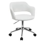 Miliboo - Chaise de bureau à roulettes design blanc et acier chromé jessy - Blanc