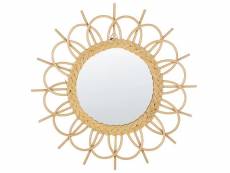 Miroir avec cadre en rotin en forme de soleil d 60 cm naturel telakia 314256