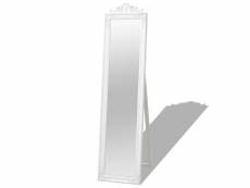 Miroir sur pied style baroque 160 x 40 cm blanc