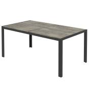 Outsunny Table de jardin pour 6 personnes en aluminium plateau composite aspect bois dim. 160L x 90l x 74H cm