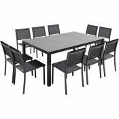 Oviala - Table et 10 chaises de jardin aluminium céramique gris - Tivoli - Gris