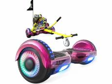 Pack de hoverboard 6.5 pouces scooter avec bluetooth led gyropode avec moteur puissant brillant siège hoverseat solide cadeau enfent