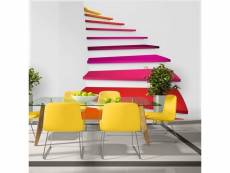 Papier peint intissé 3d et perspective colorful stairs taille 200 x 140 cm PD12914-200-140