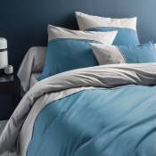 Parure de lit imprimée en coton turquoise 220x240