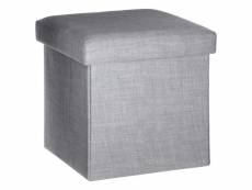 Pouf coffre pliable tomaz - l. 38 x h. 38 cm - gris clair