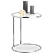 Relaxdays - Table d'appoint verre, cadre chromé, Table de chevet ronde, Table de café, bistrot, h x d 53 x 45 cm, argenté