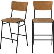 Rendez-vous Déco - Chaise de bar mi-hauteur Clem en bois foncé 65 cm (lot de 2) - Marron