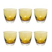 Set de 6 verres à eau en verre jaune transparent H9