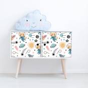 Sticker meuble enfant animaux dans l'espace 40 x 60 cm
