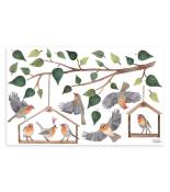 Stickers branches et oiseaux en vinyle mat 64 x 40