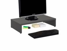 Support d'écran d'ordinateur monitor, réhausseur pour moniteur avec tablette de séparation, longueur 50 cm, en mélaminé gris mat
