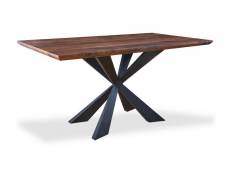 Table à manger bois foncé et pieds métal noir louna