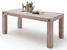 Table à manger en chêne chaulé laqué mat massif - l.220 x h.76 x p.100 cm -pegane-