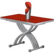 Table basse relevable extensible zen verre rouge