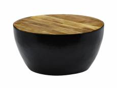 Table basse ronde bois clair et métal noir unio