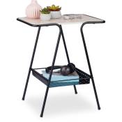 Table d'appoint avec porte-revues, cadre en métal, plateau mdf aspect bois, hlp : 55x45x35 cm, noir/nature - Relaxdays