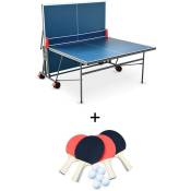 Table de ping pong indoor bleue - table pliable avec 4 raquettes et 6 balles. pour utilisation intérieure. sport tennis de table - Bleu