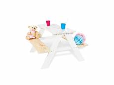 Table en bois 4 places avec bancs nicky blanc 201611