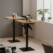 Table haute carrée 70x70 cm plateau couleur chêne