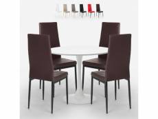 Table tulipan blanche 80cm + 4 chaises modernes en