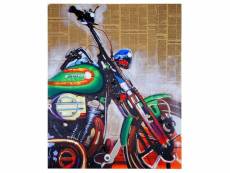 Tableau à l'huile, moto, peint à la main à 100%, toile de décoration murale xl ~ 100x80cm