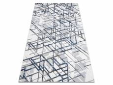 Tapis acrylique vals 8381 lignes spatial 3d bleu 80x300 cm