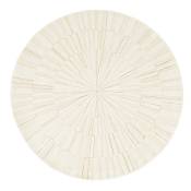 Tapis rond tufté main en laine et en coton blanc, D180