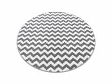 Tapis sketch cercle - f561 gris et blanc - zigzag cercle