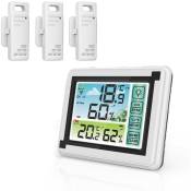 Thermomètre d'intérieur et d'extérieur sans fil avec rétroéclairage et calendrier, station de prévision météo à domicile