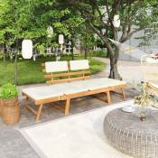 Ulisem - Banc de jardin avec coussins 2-en-1 190 cm Bois solide d'acacia