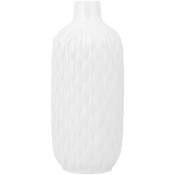 Vase Décoratif de Forme Cylindrique Bouteille fabriqué en Grès Blanc de 31 cm de Hauteur au Style Moderne - Blanc