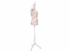 Vidaxl buste de couture de femme en coton blanc motifs à rosiers 30030